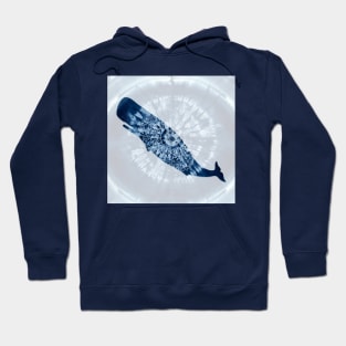 Whale Mandala tie dye indigo blue Hoodie